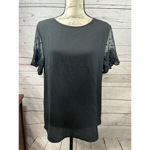 Paper Moon medium black‎ t shirt with Lacy sleeves - 2420